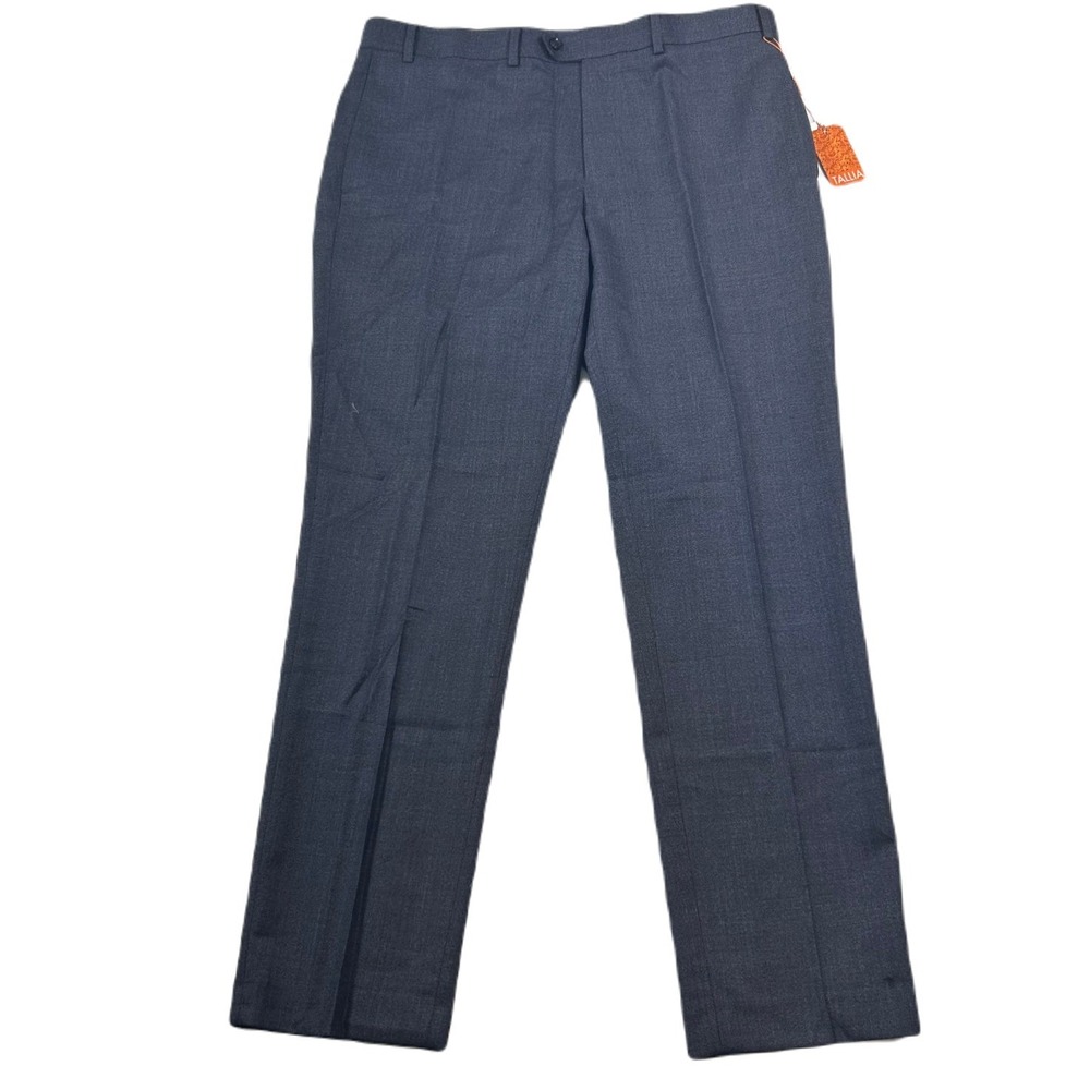 Tallia Slim-Fit Dress Pants Mens 38x32 Blue Brown Solid Stretch‎ Wool $175 NEW